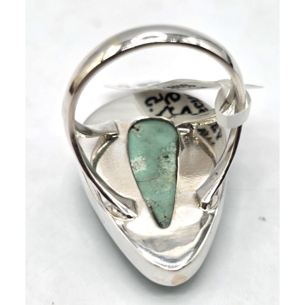 Genuine Green Variscite Ring Size 7.5 Sterling Silver Teardrop Handmade NWT - Picture 7 of 10